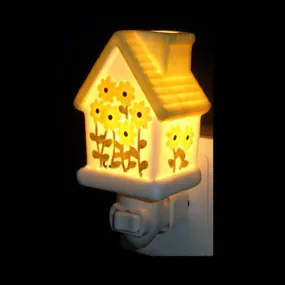 1 Light Lodge Ceramics Wall Sconce Night Light with Lighthouse Design - Pink/White/Yellow