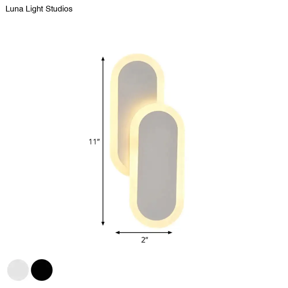 11"/14.5" Dual Oval Sconce LED Wall Light Fixture - White/Black, Modernist Style with White/Warm Light