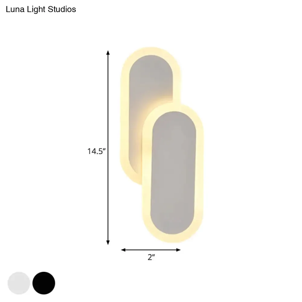 11"/14.5" Dual Oval Sconce LED Wall Light Fixture - White/Black, Modernist Style with White/Warm Light