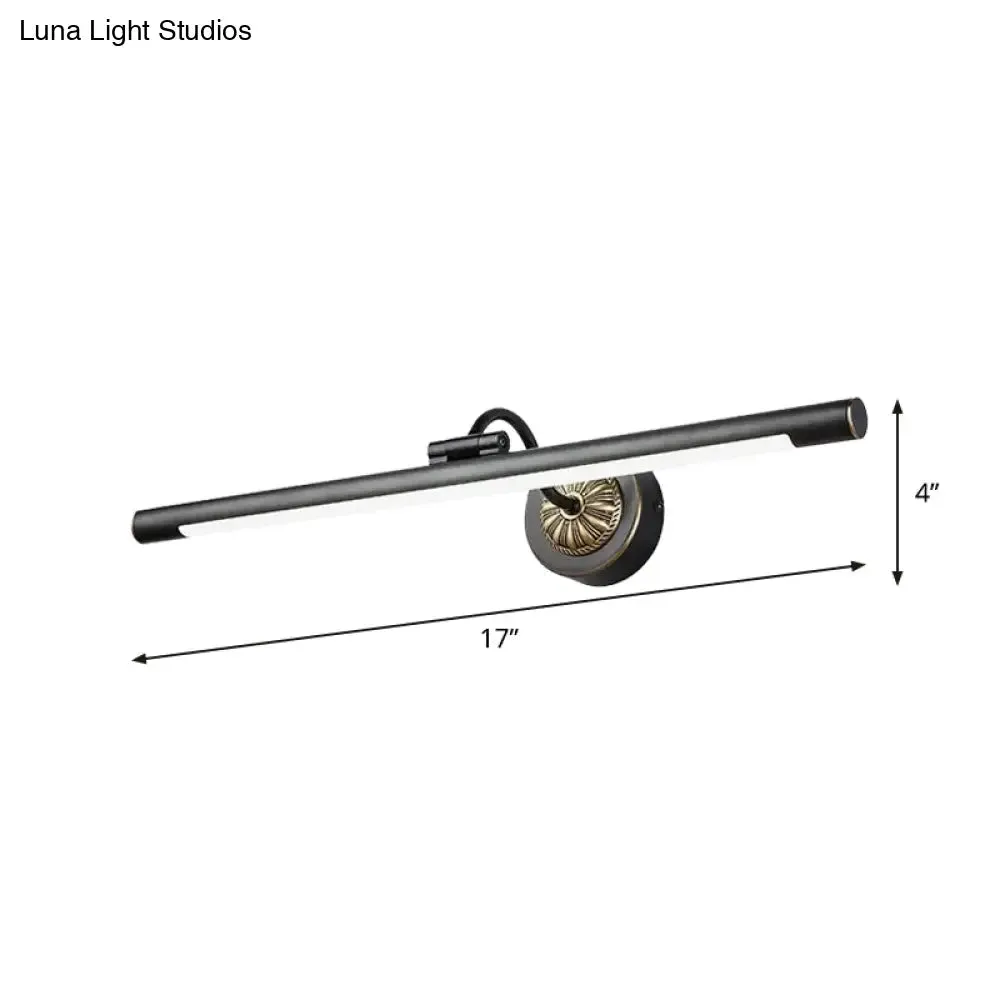 17-22" Modish Swing Arm Wall Lamp with LED Black Vanity Mirror Light