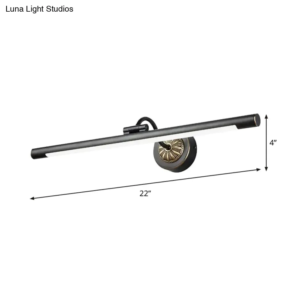 17-22" Modish Swing Arm Wall Lamp with LED Black Vanity Mirror Light