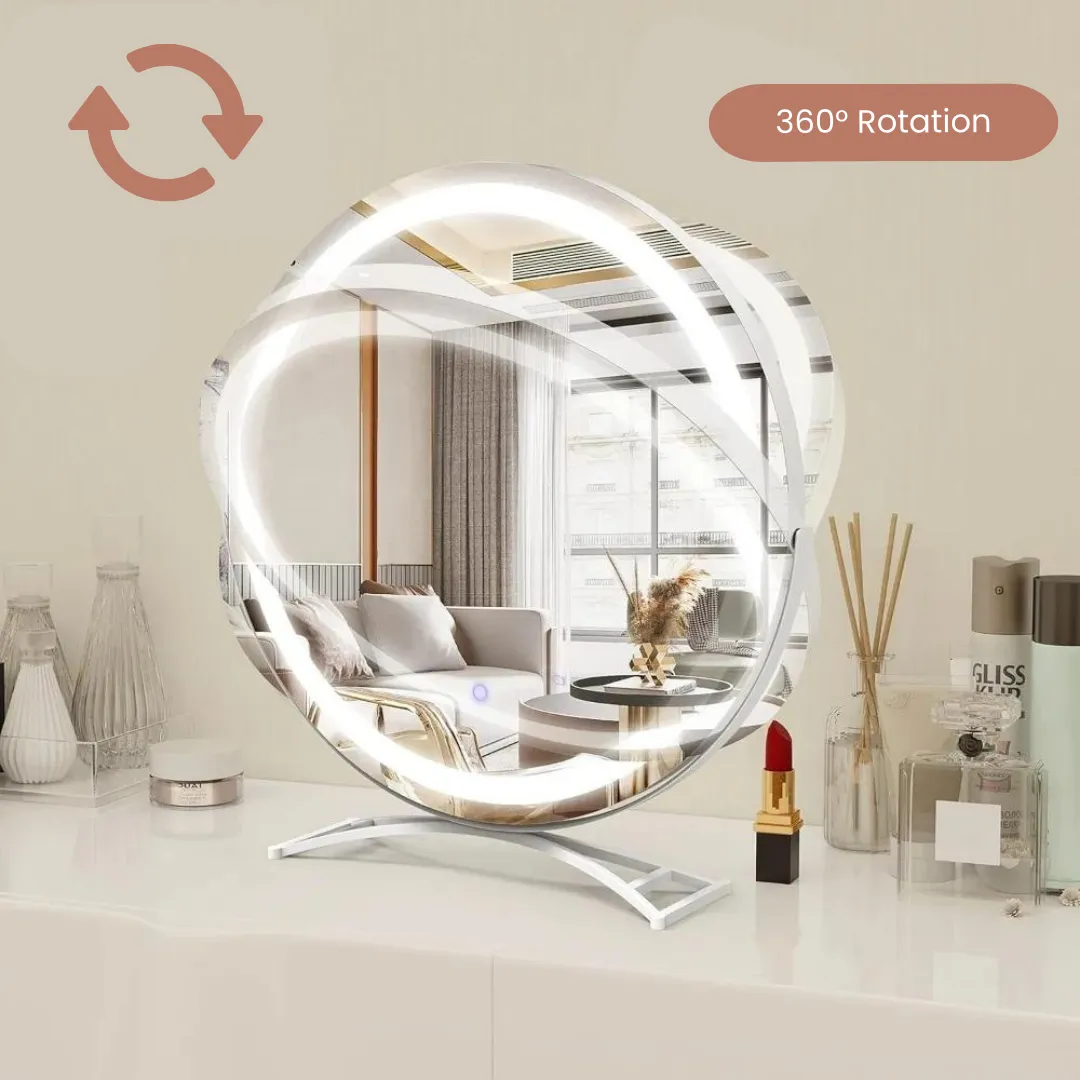 18 Inch Circular LED Vanity Lighted Mirror with Touch Control and 3-Color Dimmable Lighting