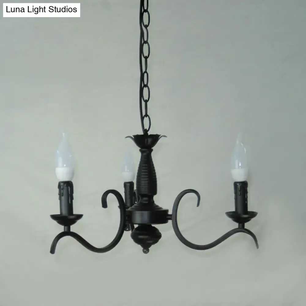 2-Tier Traditional Metal Candle Chandelier with Black Finish - Ideal for Living Room - Ceiling Hanging Light Fixture with 3/5/6 Bulbs