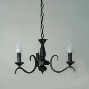 2-Tier Traditional Metal Candle Chandelier with Black Finish - Ideal for Living Room - Ceiling Hanging Light Fixture with 3/5/6 Bulbs