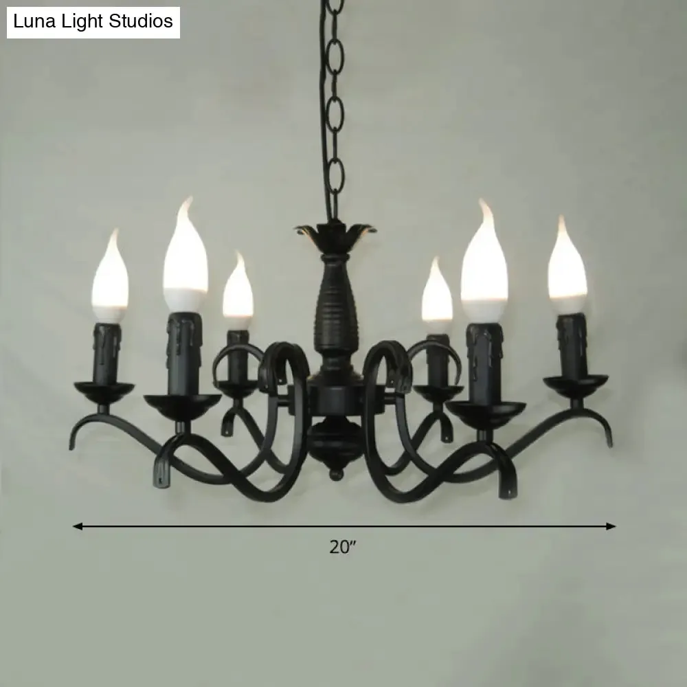 2-Tier Traditional Metal Candle Chandelier with Black Finish - Ideal for Living Room - Ceiling Hanging Light Fixture with 3/5/6 Bulbs