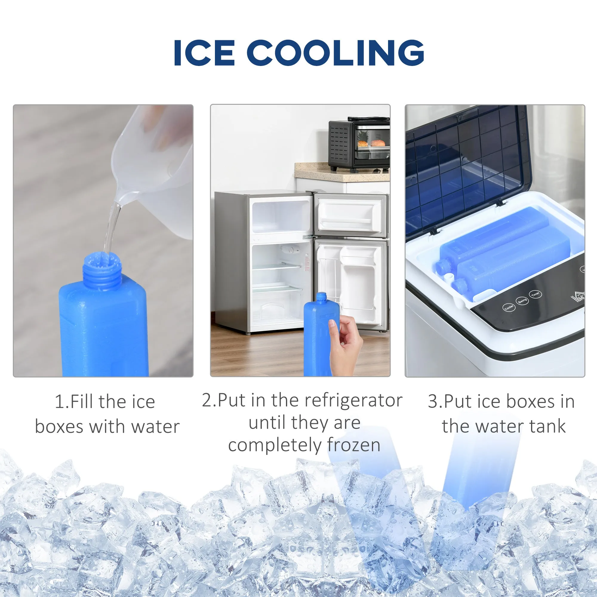 3-in-1 Evaporative Air Cooler with 4L Water Tank, Portable Fan Cooler with Automatic Oscillation, Timer, Remote, White