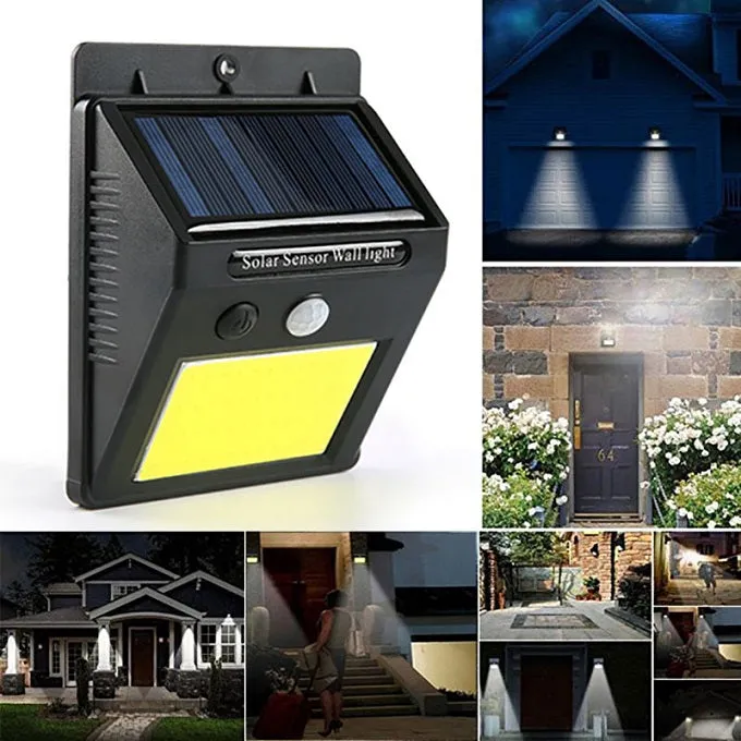 4 X 20  LED COB Solar Powered PIR Motion Sensor Security Wall Lights