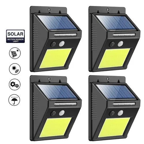 4 X 20  LED COB Solar Powered PIR Motion Sensor Security Wall Lights