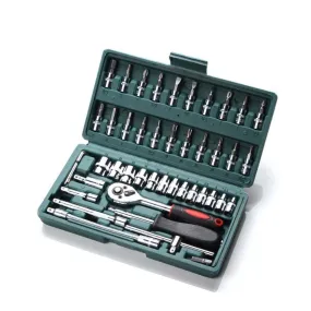 46pcs,1/4-Inch Socket & Ratchet Torque Wrench Set,Auto Repair Tool