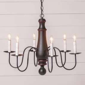 6-Arm Large Norfolk Wood Chandelier in Rustic Black