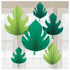 6 Pack Palm Leaf Shaped Fan Decorations