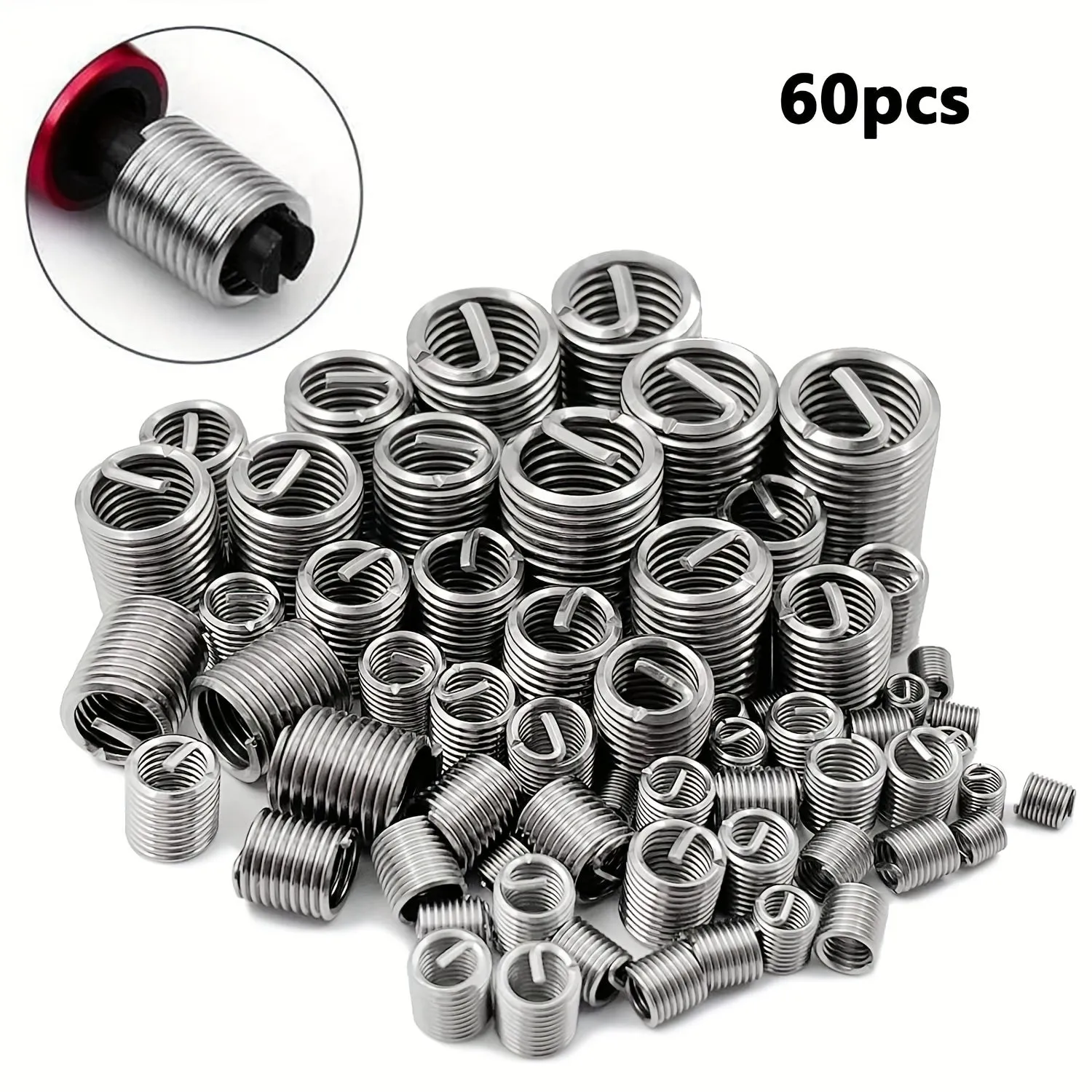 60pcs Stainless Steel Thread Repair Kit for M3M12 Screws