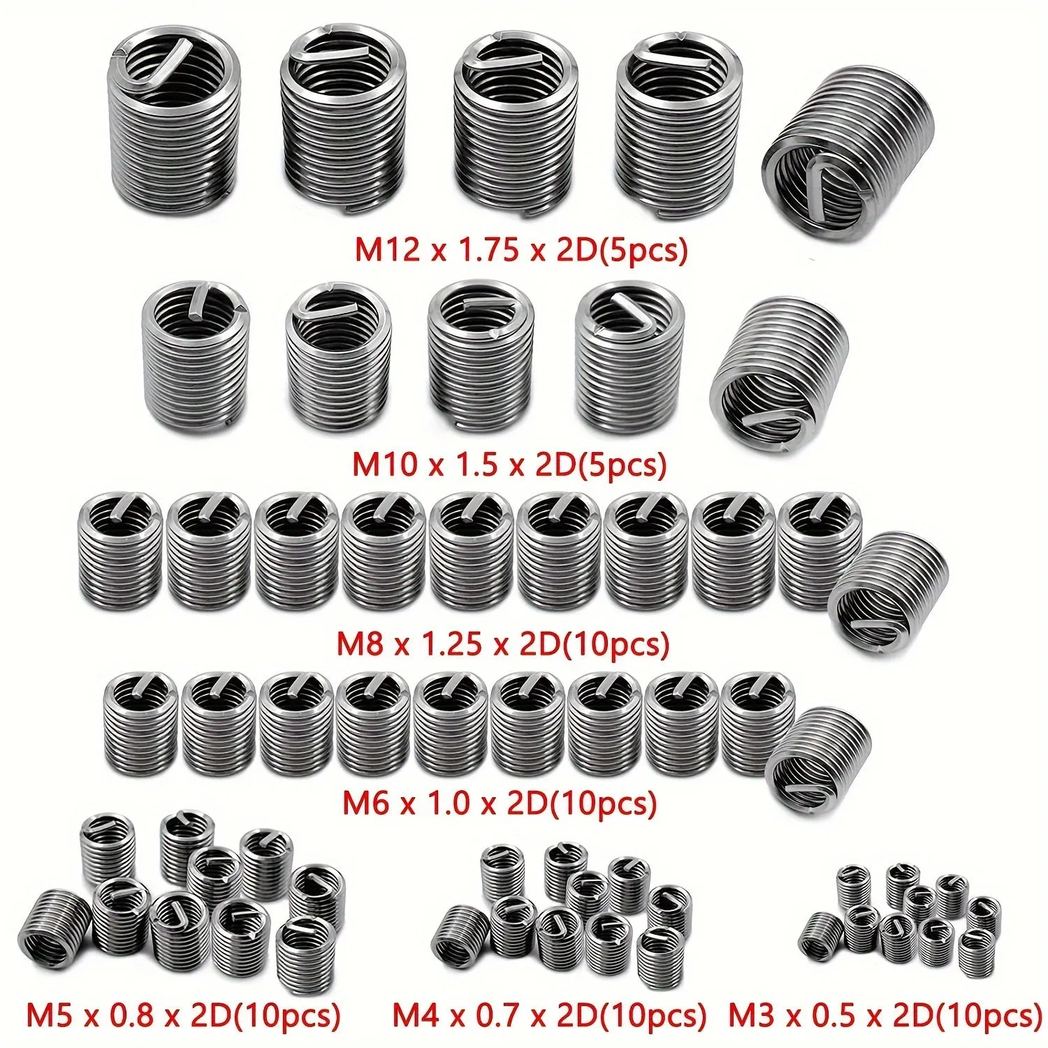 60pcs Stainless Steel Thread Repair Kit for M3M12 Screws