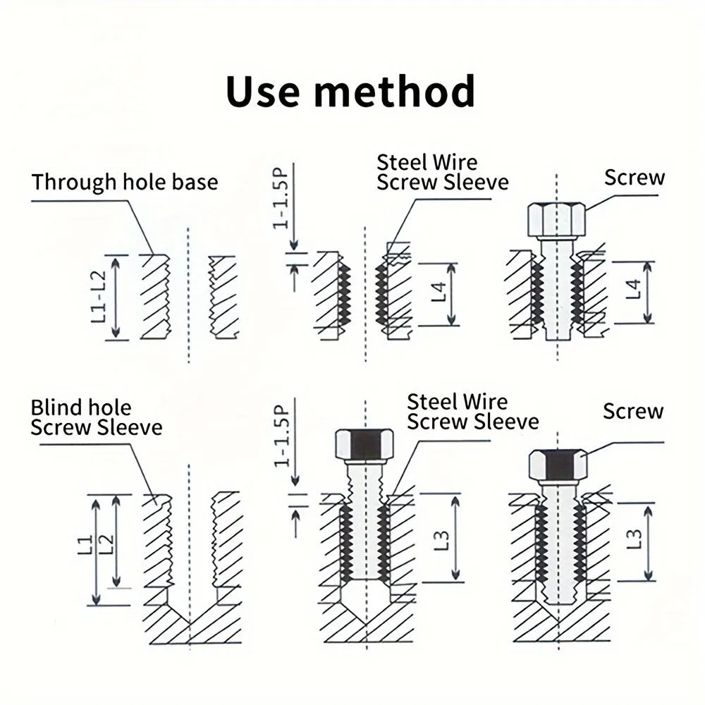 60pcs Stainless Steel Thread Repair Kit for M3M12 Screws