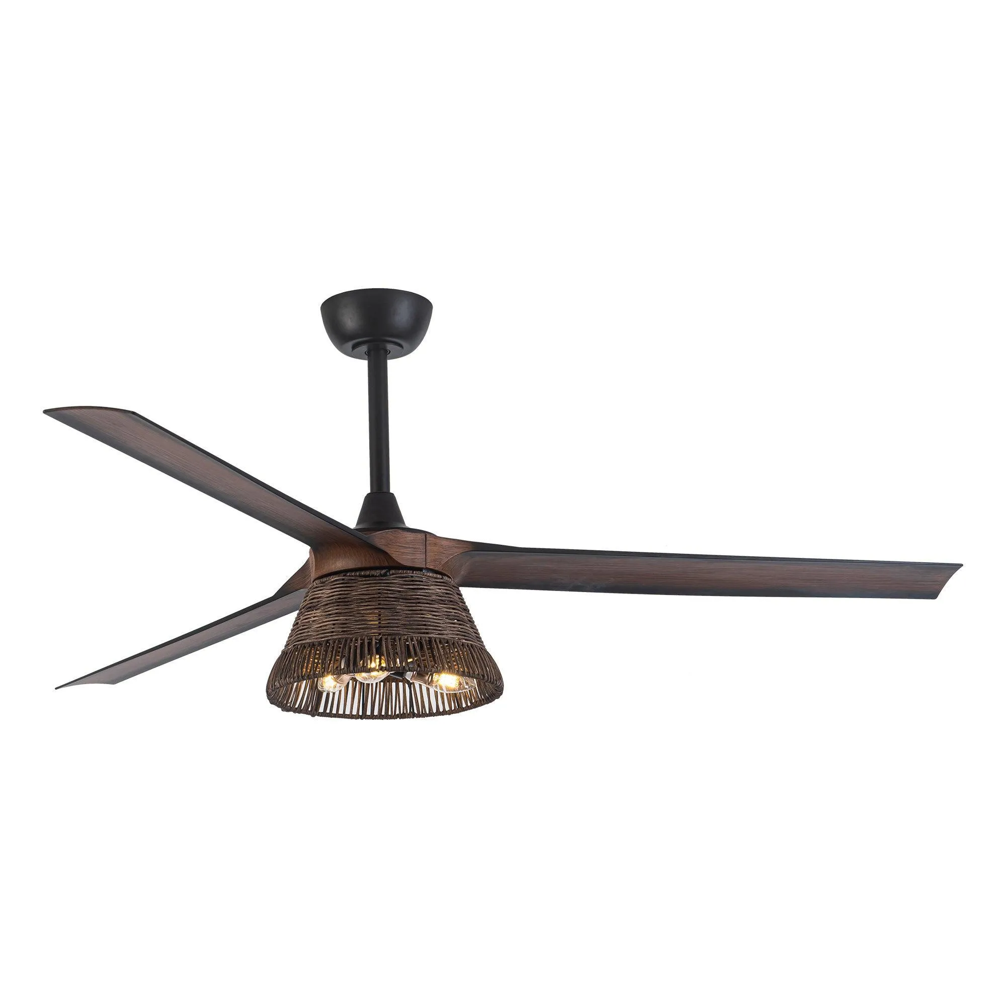 60" Farmhouse Downrod Mount Reversible Ceiling Fan with Lighting and Remote Control