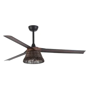 60" Farmhouse Downrod Mount Reversible Ceiling Fan with Lighting and Remote Control