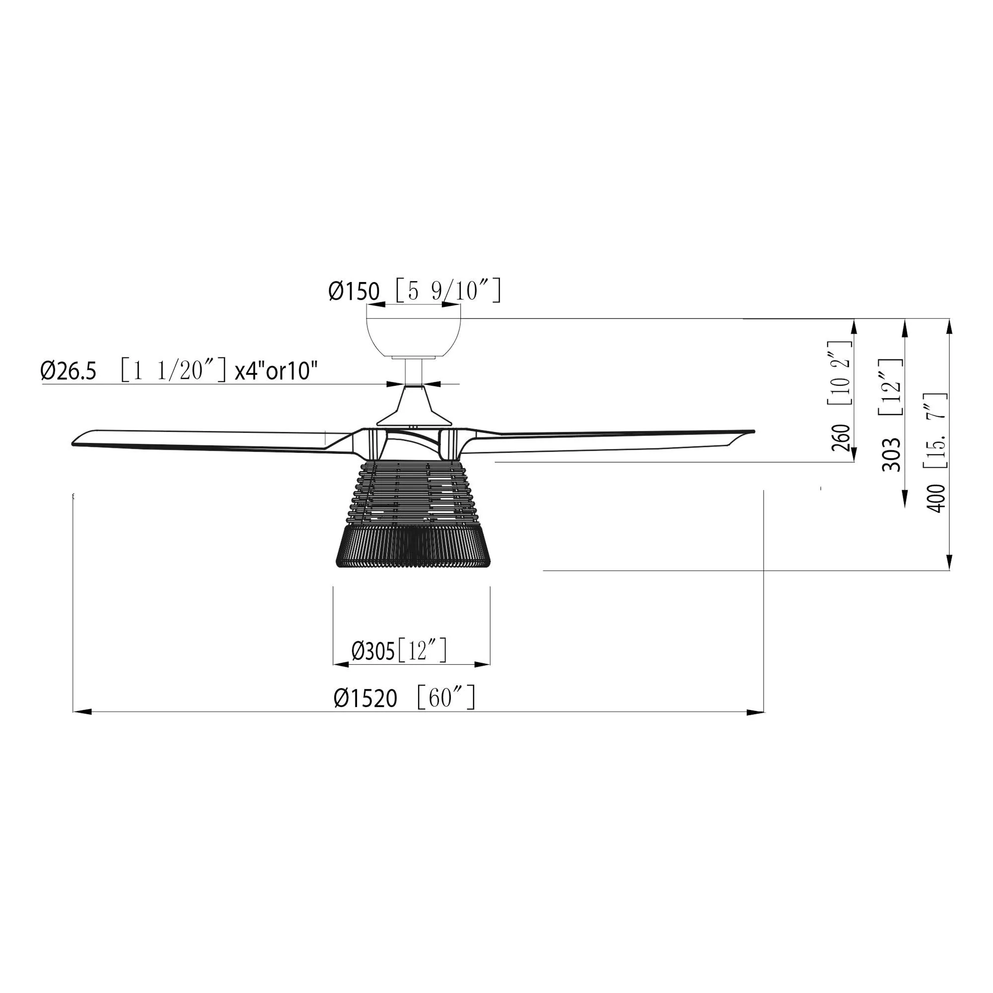 60" Farmhouse Downrod Mount Reversible Ceiling Fan with Lighting and Remote Control