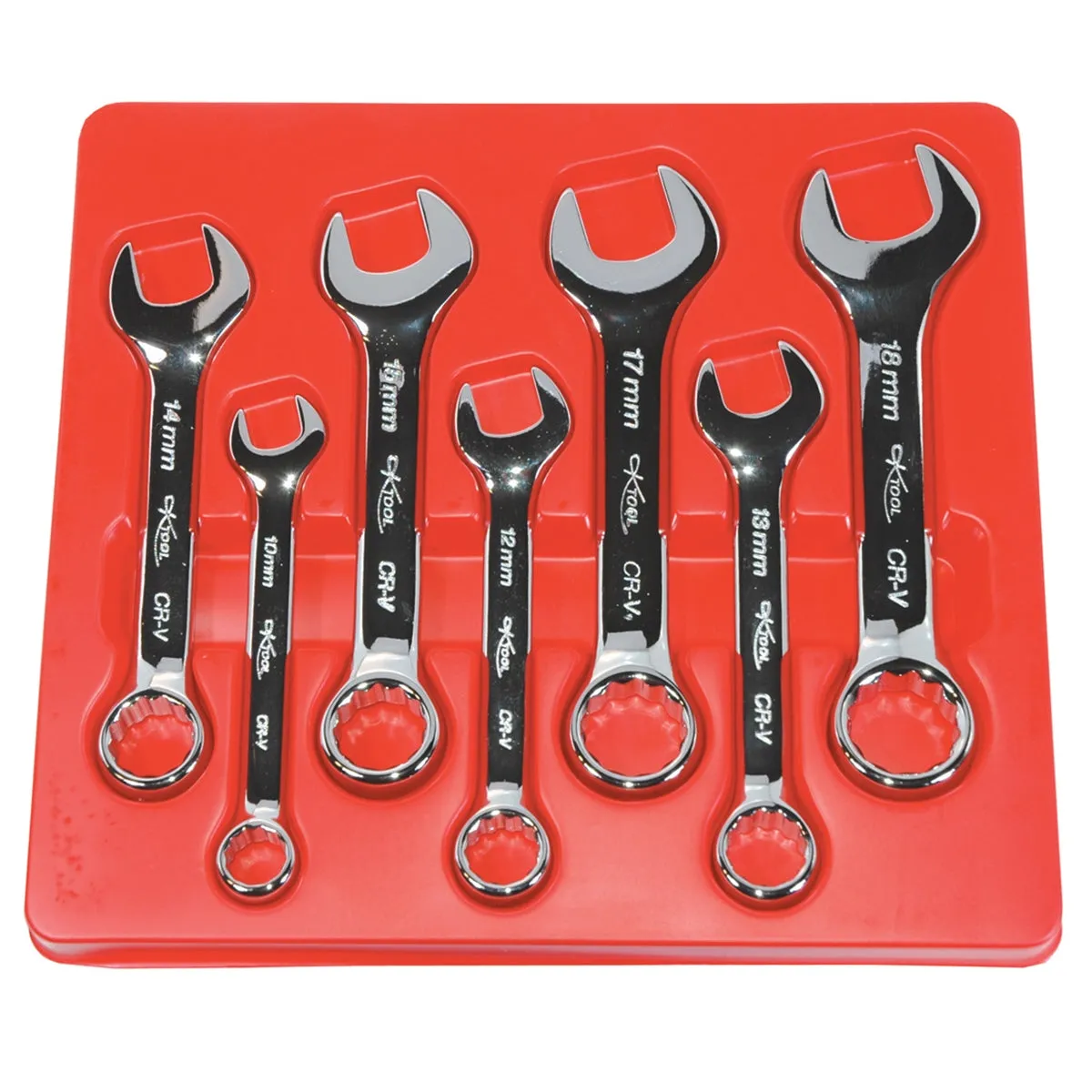 7 Piece High Polish Metric Short Combination Wrench Set KTI41700