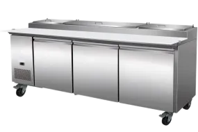 94" CHEF Triple Solid Door Refrigerated Pizza Prep Table WC-3DPPT-HC