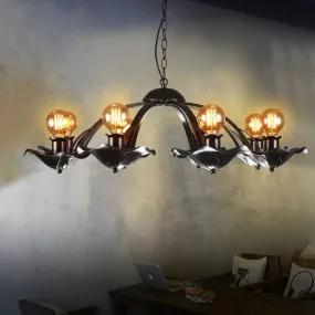 Adjustable Lotus Leaf Metal Hanging Lamp: Open Bulb Chandelier Light