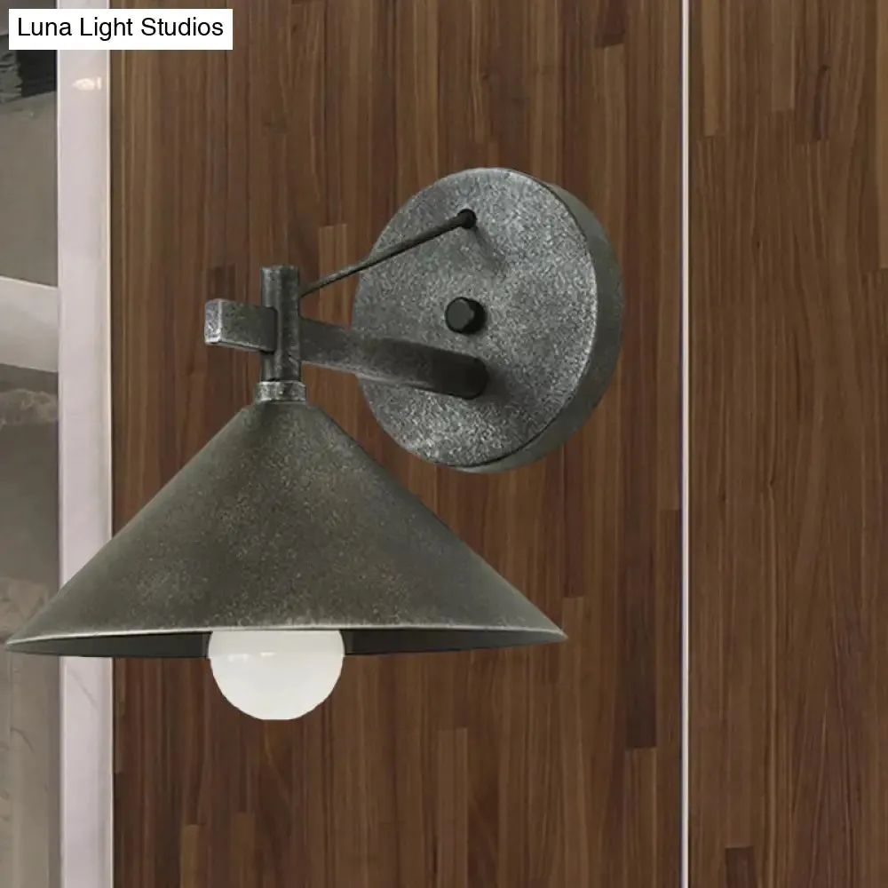 Aged Silver/Bronze Metal Wall Sconce - Stylish Industrial Light - Perfect for Dining Room