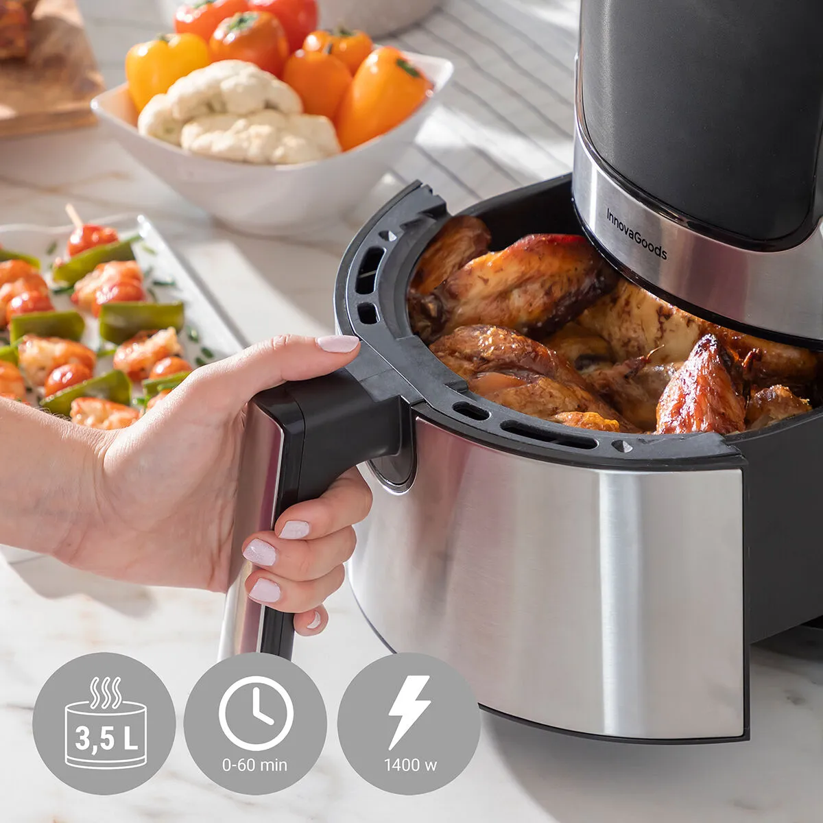 Air Fryer InnovaGoods Fryinn 3500 Black 1400 W 3,5 L Stainless steel