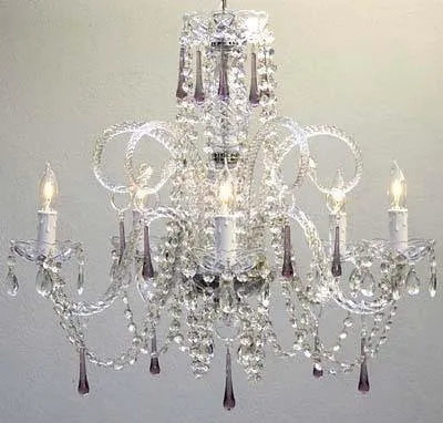 Amethyst Purple Crystal Chandelier H25" X W24" - Go-A46-387/5Purple