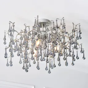 Amos Chatsworth Flush Chandelier Aged Silver