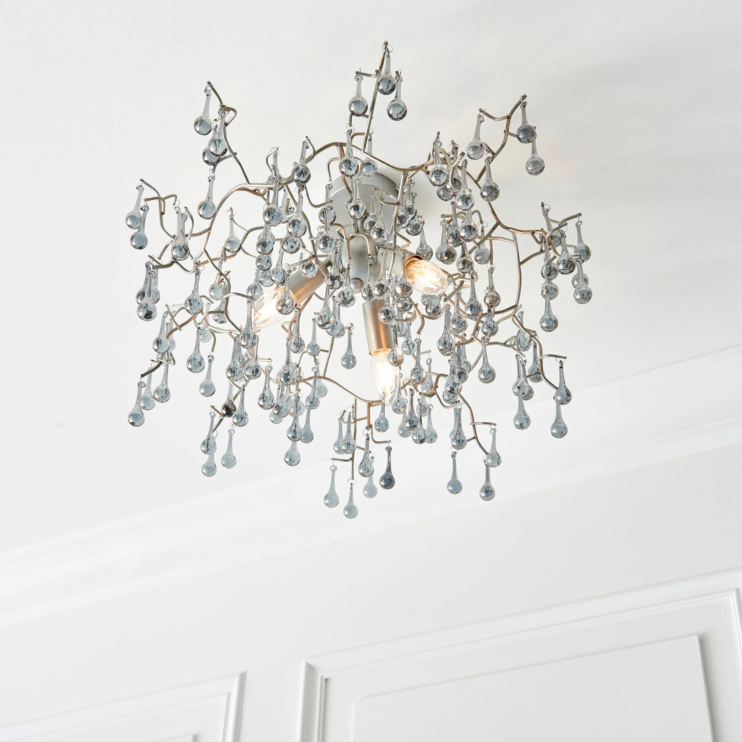 Amos Chatsworth Flush Chandelier Aged Silver