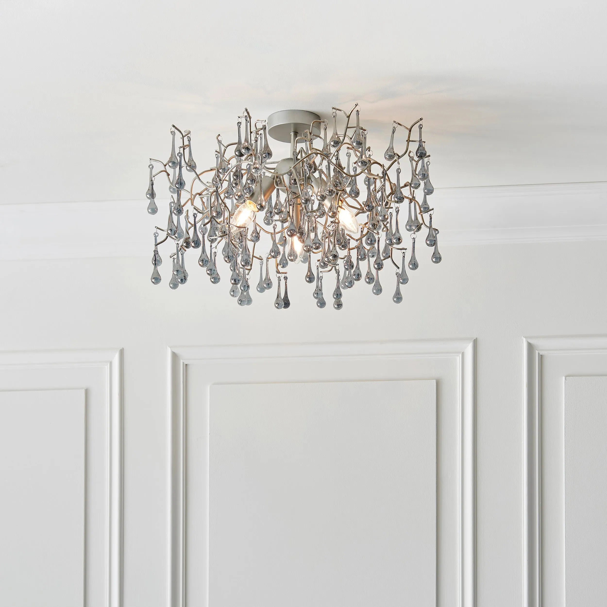 Amos Chatsworth Flush Chandelier Aged Silver