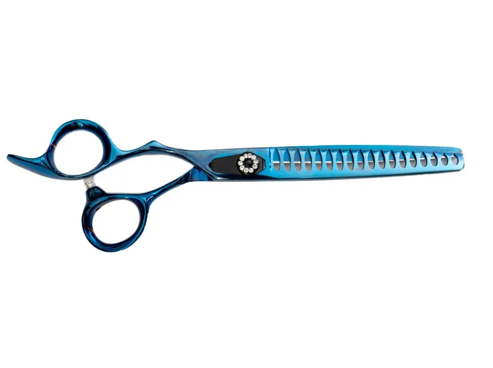 Animal House Prof. Series 7" Single Sided 18 Tooth Thinning/Blending Shear – LEFT HANDED - BLUE (WH)