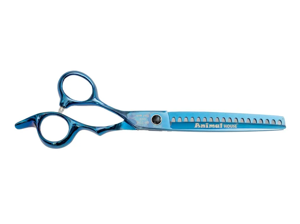 Animal House Prof. Series 7" Single Sided 18 Tooth Thinning/Blending Shear – LEFT HANDED - BLUE (WH)