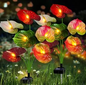 Anthurium Plant Solar Flowers Lights 2 Pack-16 Flowers