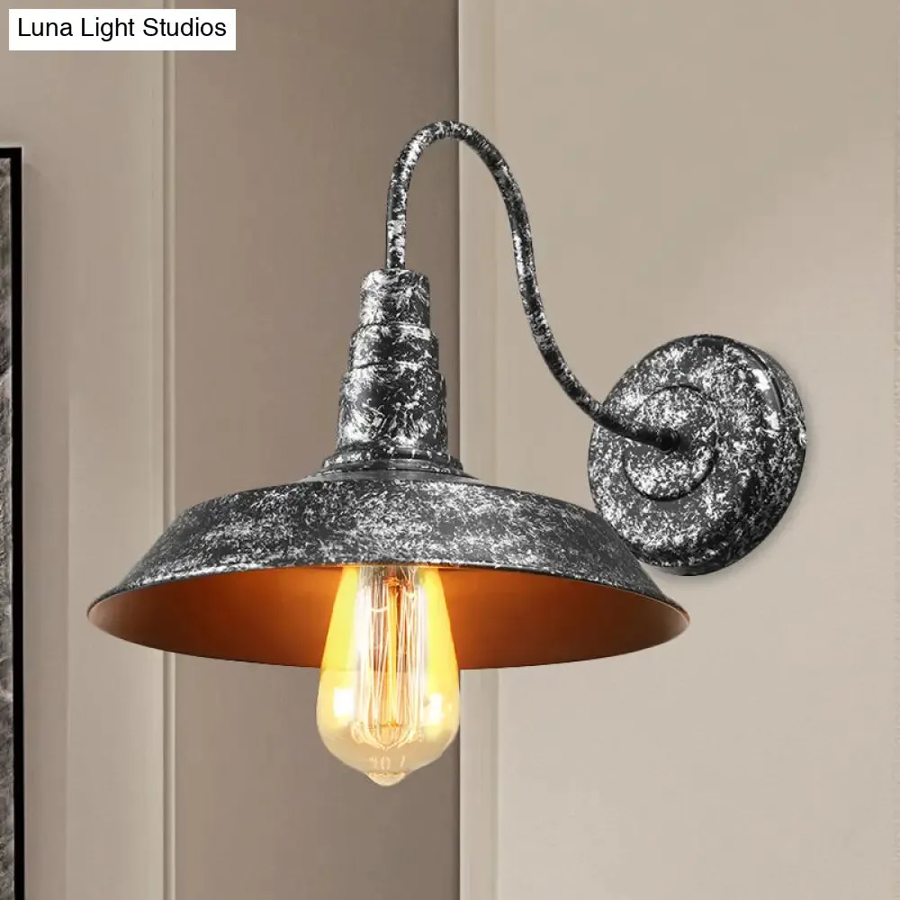 Antique Style Barn Wall Sconce with Gooseneck Arm in Bronze/Rust - Ideal for Bedroom Lighting