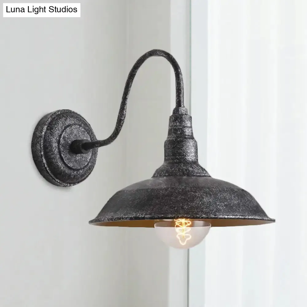 Antique Style Barn Wall Sconce with Gooseneck Arm in Bronze/Rust - Ideal for Bedroom Lighting