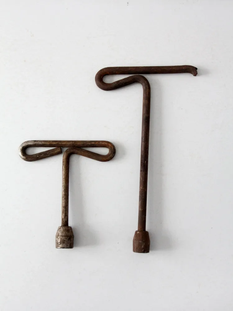 antique T wrench pair