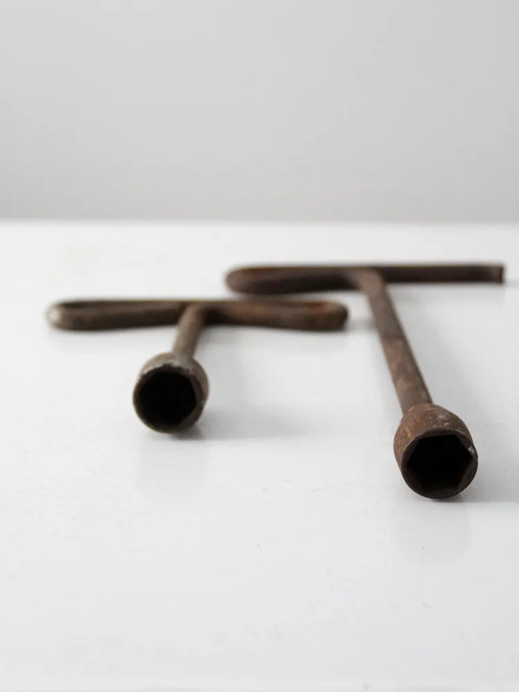 antique T wrench pair