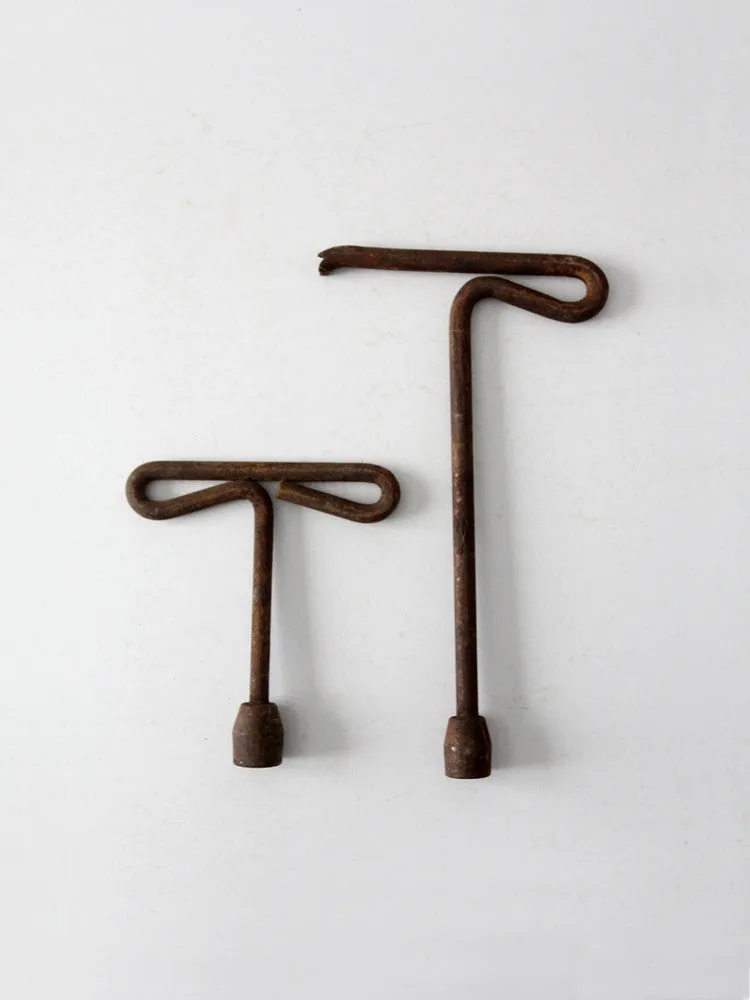 antique T wrench pair