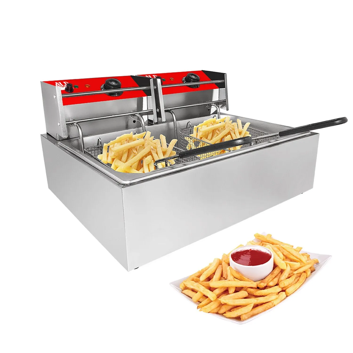 AR-HEF82 Double Deep Fryer | 2-Basket Electric Fryer for Commercial Use | Stainless Steel | 12 L Capacity