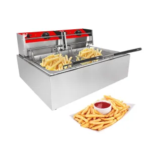 AR-HEF82 Double Deep Fryer | 2-Basket Electric Fryer for Commercial Use | Stainless Steel | 12 L Capacity