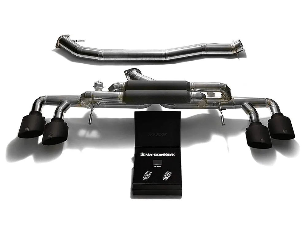 ARMYTRIX Titanium Valvetronic Catback Exhaust 90mm System Quad Matte Black Tips Nissan GT-R R35 2009-2021