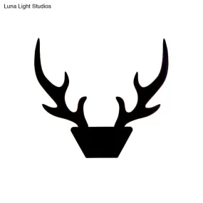 Art Deco LED Antlers Acrylic Wall Sconce Light Fixture in Warm/White Light, White/Black Lamp