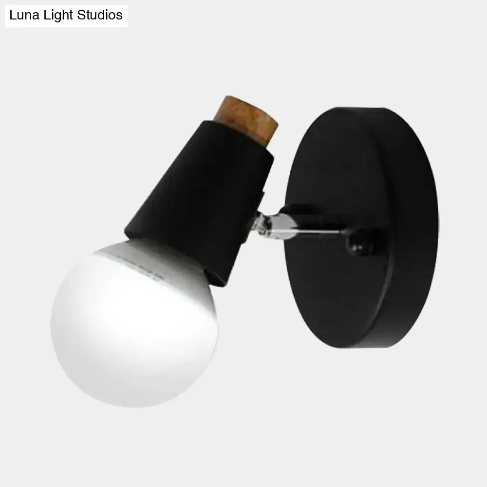 Bare Bulb Metal Cup Sconce Light: Industrial 1-Light Black Bathroom Wall Lamp