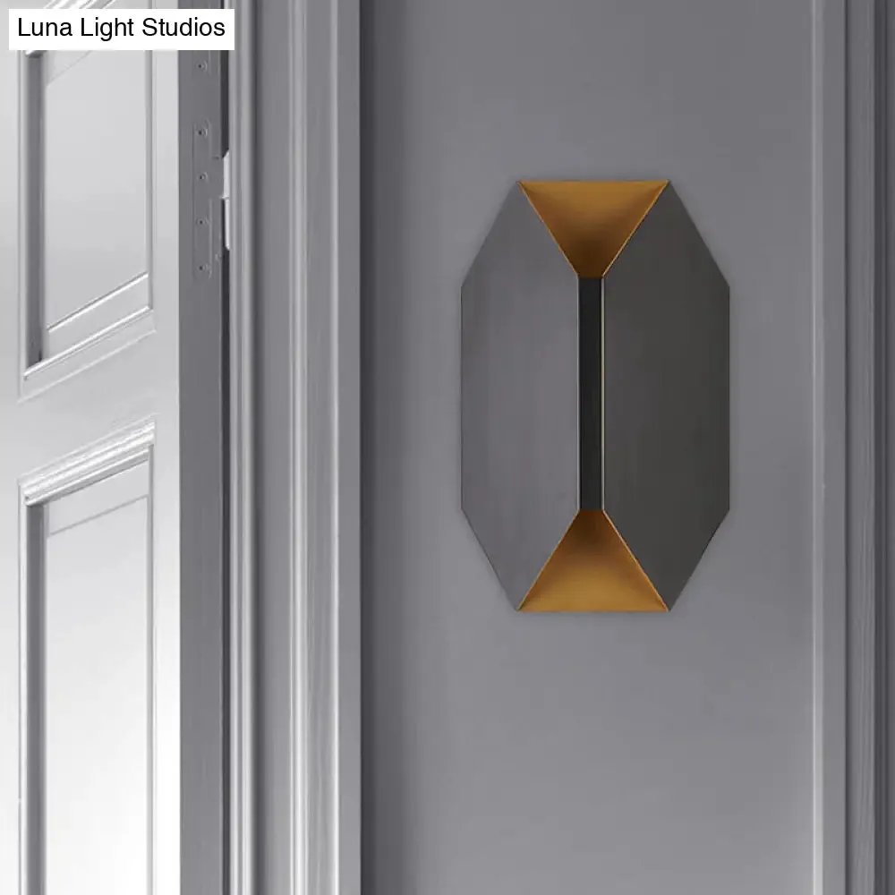 Black Geometric LED Wall Lamp with Metal Shade - Modern 1 Light Wall Mounted Lighting