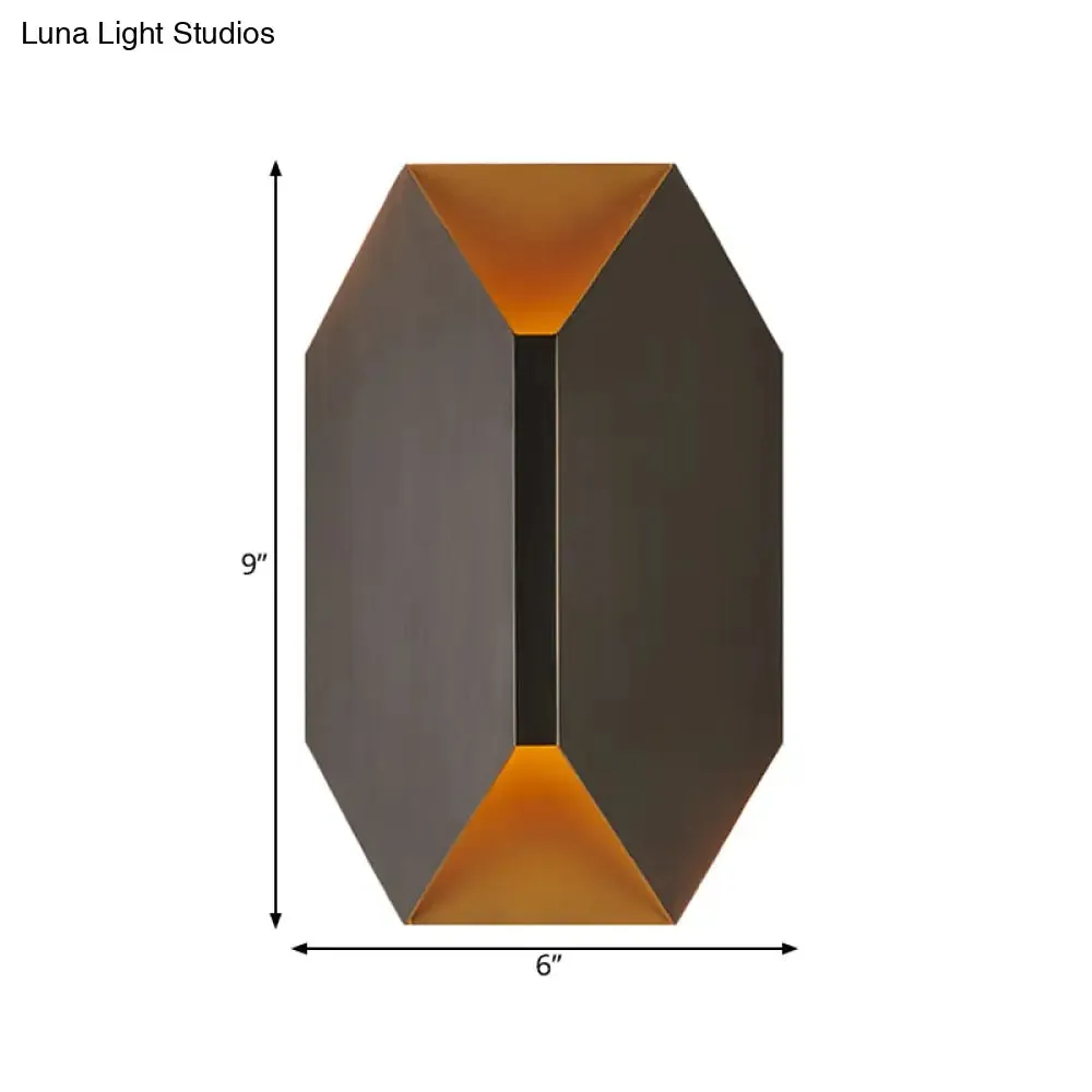 Black Geometric LED Wall Lamp with Metal Shade - Modern 1 Light Wall Mounted Lighting