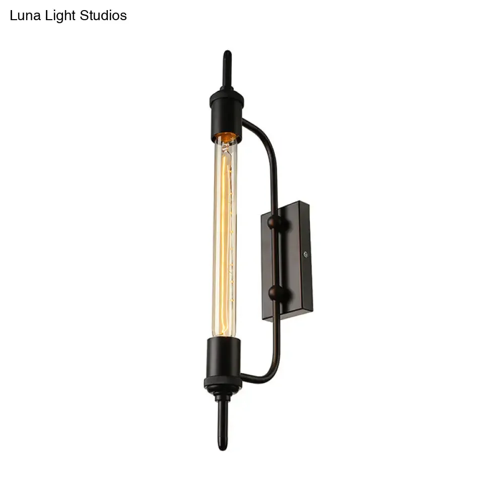 Black Metal Linear Wall Mount Light with Exposed Bulb Loft - Balcony Wall Lighting