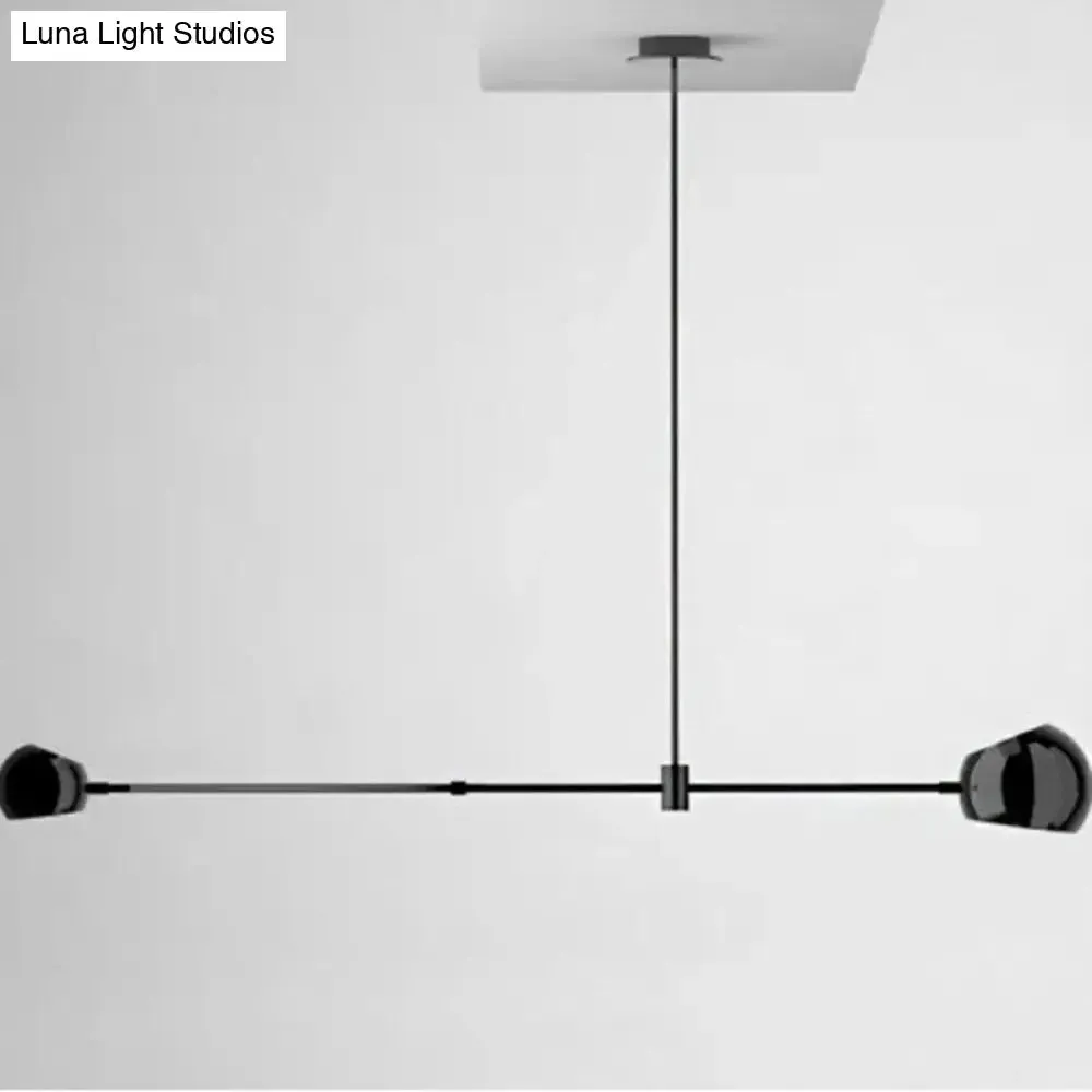 Black Modernist Dome Chandelier: Elegant Ceiling Light for Metal Dining Room