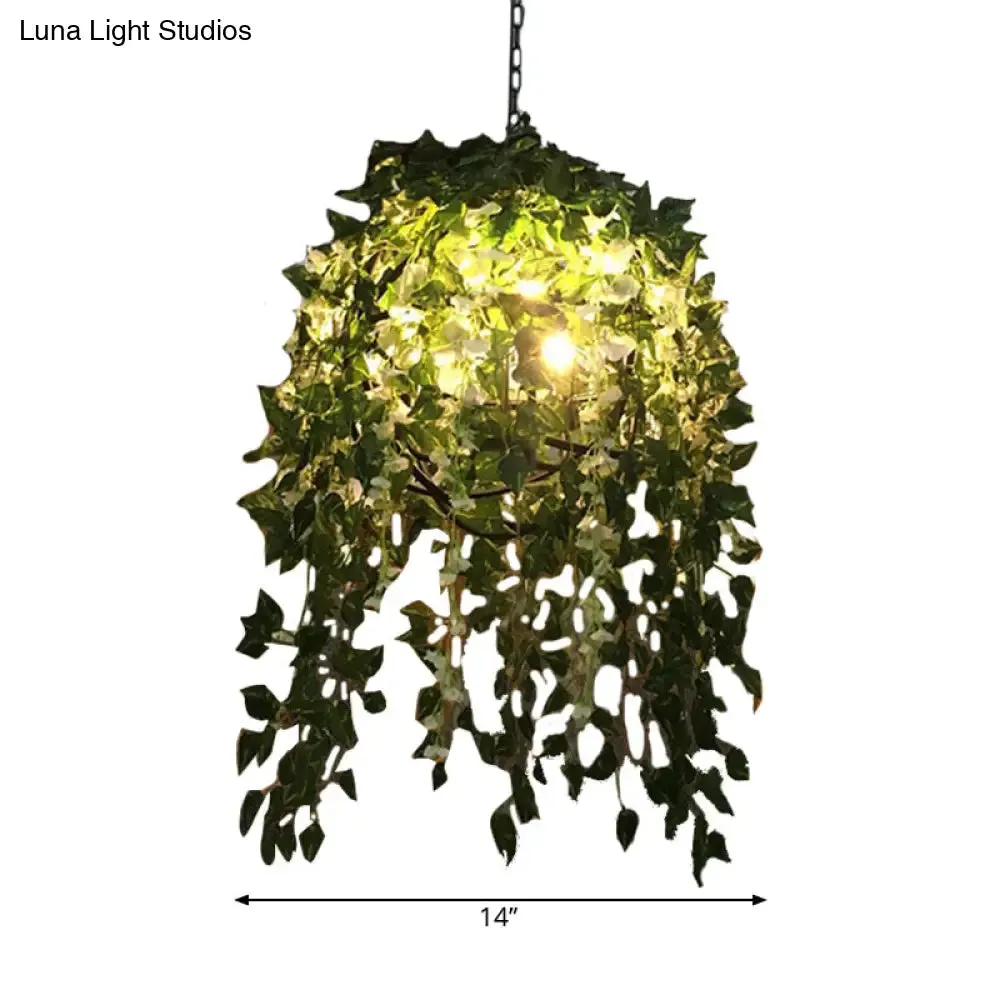 Blossoming Farmhouse LED Chandelier in Black/Pink/Green for Dining Room Lighting