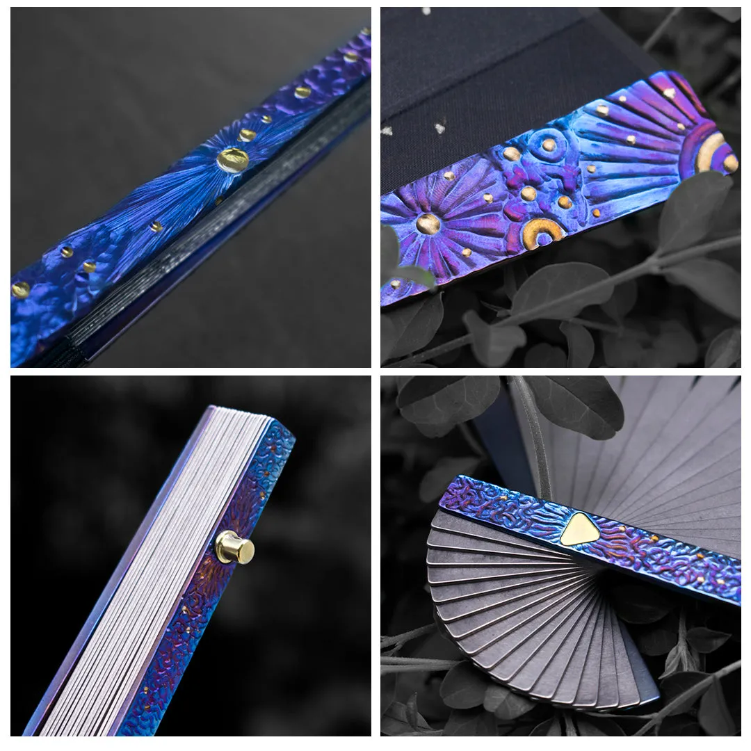 BuRan: the Titanium Hand carved Folding Fan- Starry