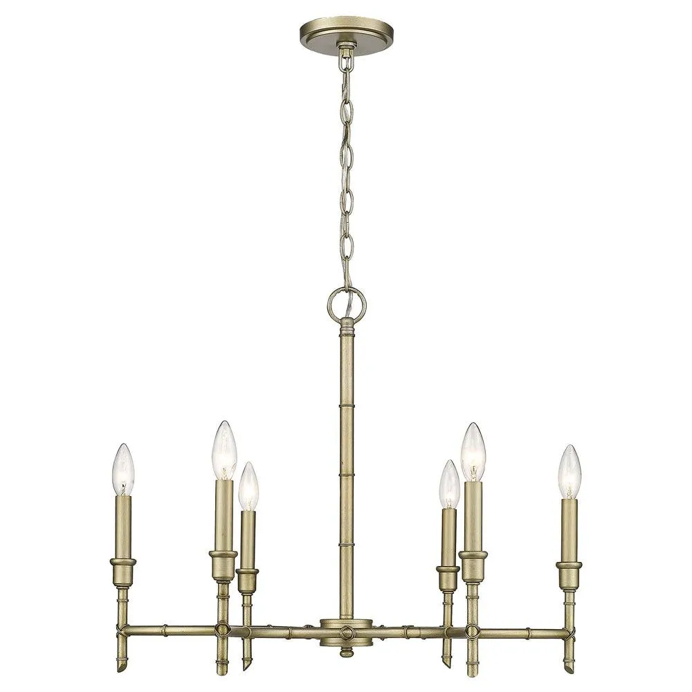 Cambay 6 lights 25 in. Chandelier Gold finish